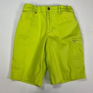 Lauren Ralph Lauren Neon Lime Green Bermuda Golf Shorts‎ Side Zip Pocket Womens